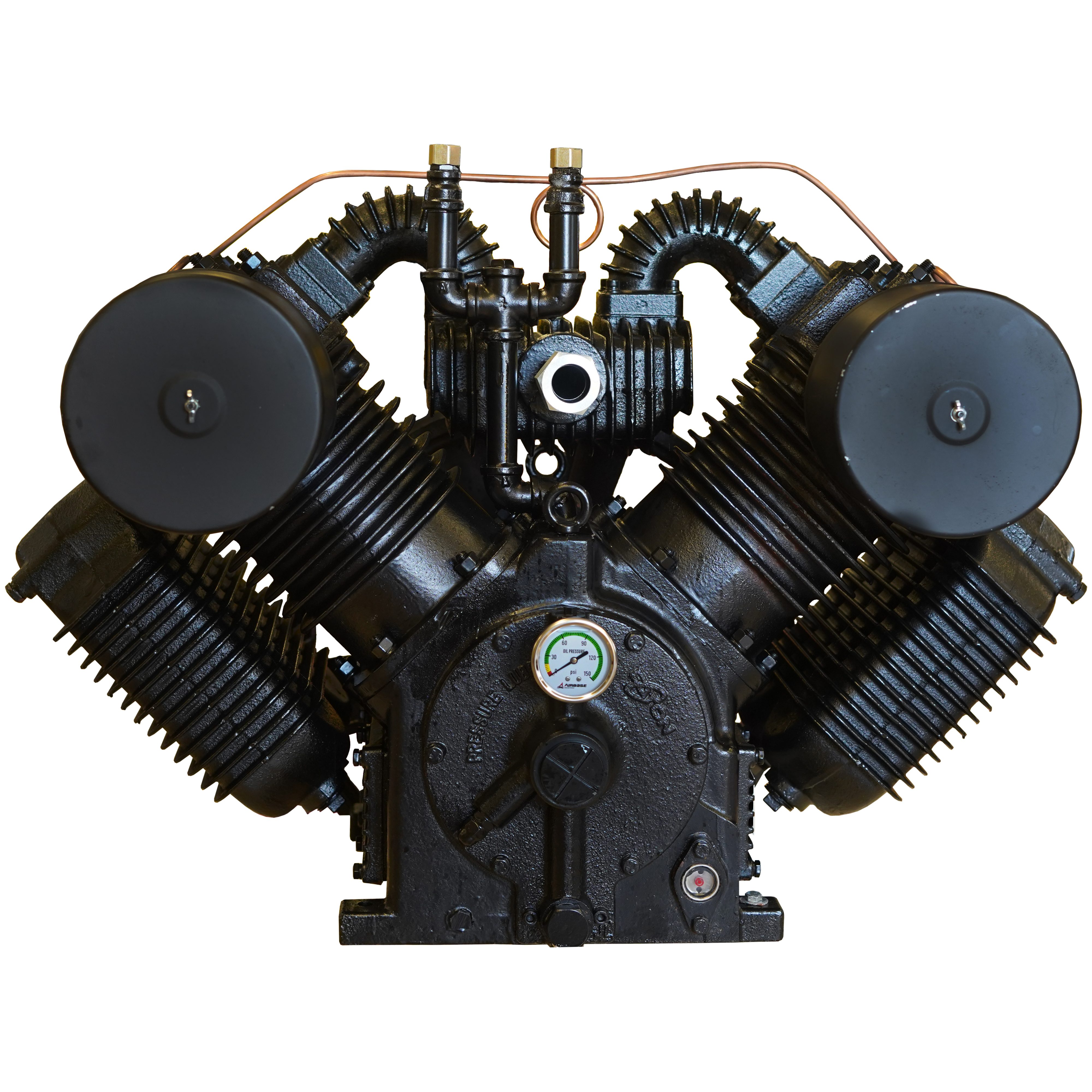 25HP 98CFM Displacement  2 Stage Pump Pressure Lubricated Reciprocating Bare Pump ww/Flywheel