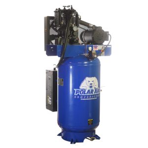 Polar Air Silent Air Industrial  5HP 19CFM 1- Phase 2-Stage 80 Gal. Vertical Stationary Electric Air Compressor-w/ Pressure Lube Pump, w/ Isolator Pads